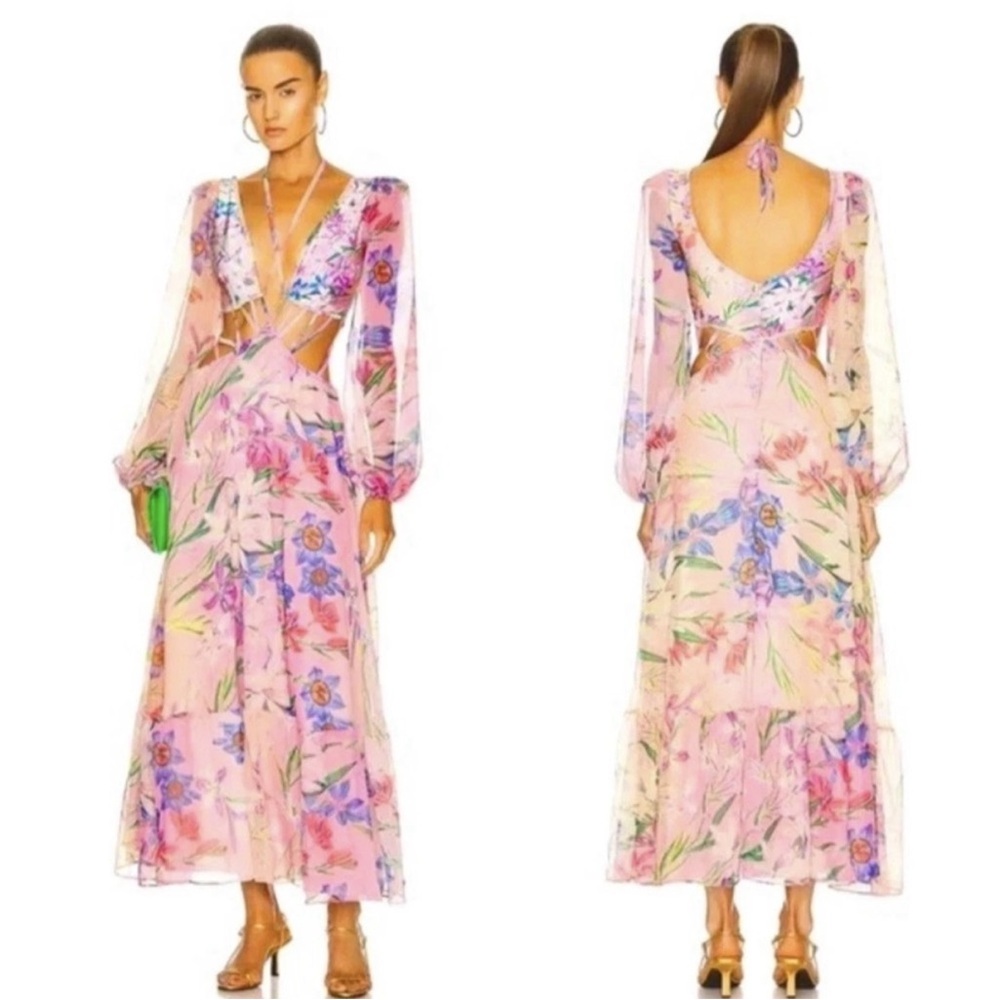 Patbo Iris Floral Pink cut out Maxi Dress XS